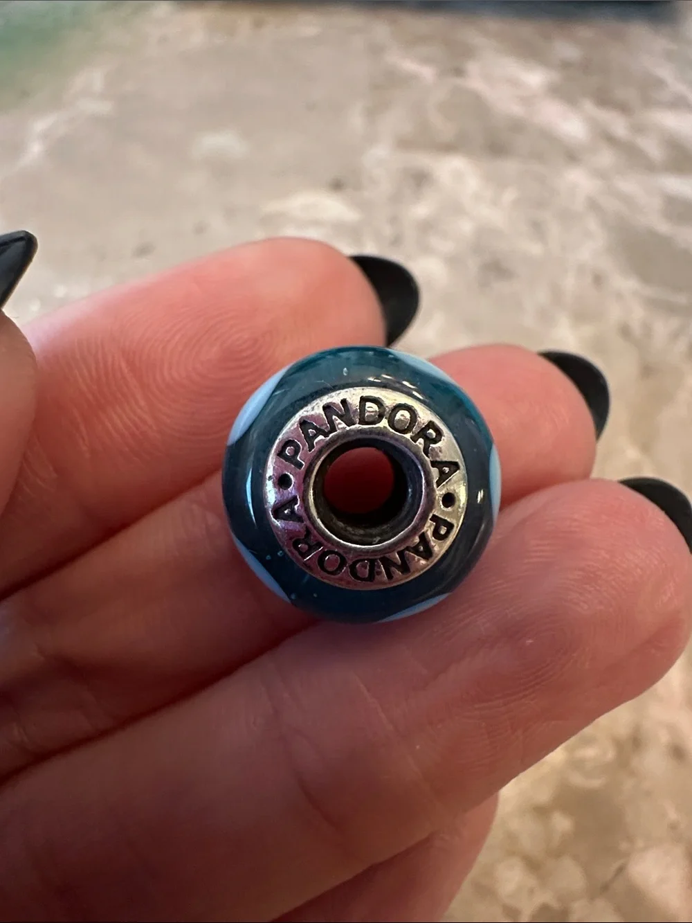 Pandora Blue Love Hearts Murano Glass Charm (Model #790657)